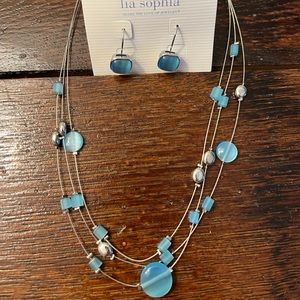 Lia Sophia Blue Lagoon necklace and earring set